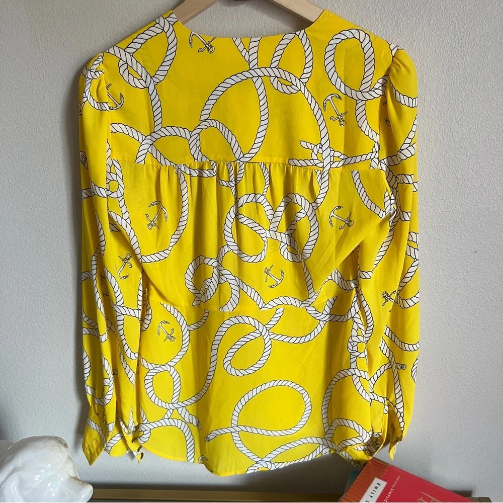 Cabi Yellow Nautical Reef Knot Blouse Top Small . #5707 - Picture 7 of 9